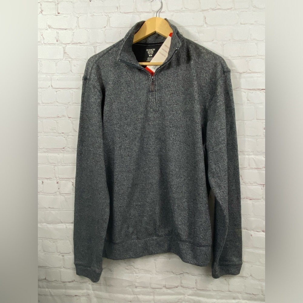 Hudson River Men Size Medium Heather Gray Long Sleeve Pull Over Sweater 1/4 Zip